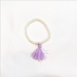PEARl & LAVENDER TASSEL BRACELET